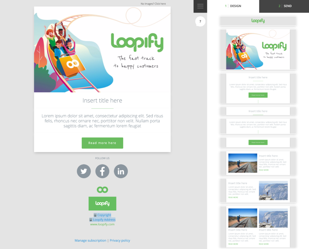 Loopifyn Email campaign editor
